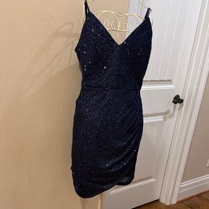 Sparkling Midnight Blue Mini Dress